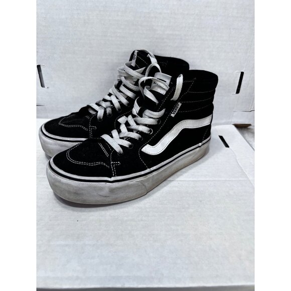 Vans Sk8-Hi Black & White Canvas Sneakers womens Size 8 High-Top Skateboarding S - Picture 1 of 8